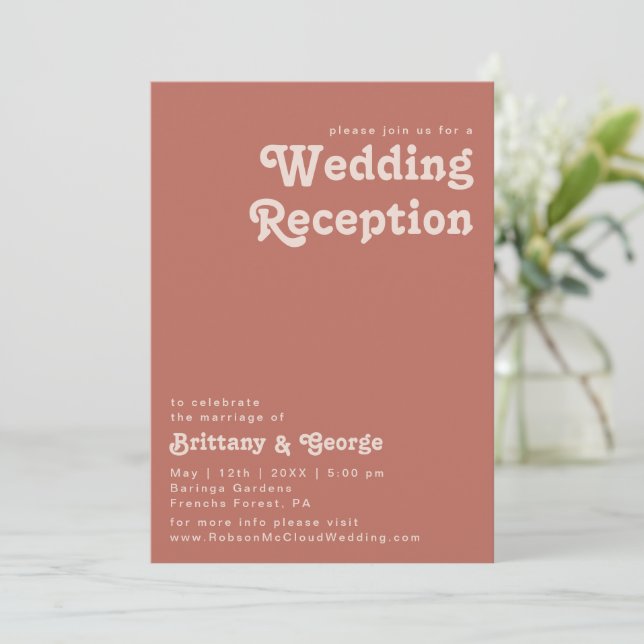 Invitation Simples vibrations rétro | Réception de mariage Ol (Debout devant)