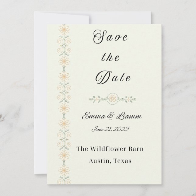 Invitation Simplicité Cœur Enregistrer la date  (Devant)