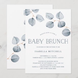 Invitation Simplicité de l'eucalyptus   Brunch pour bébé