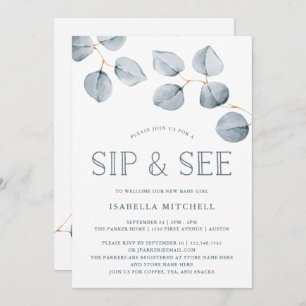 Invitation Simplicité d'Eucalyptus  Baby Sip and See