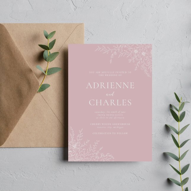 Invitation Simplicité Florale 1 Clair de Lune Mariage Minimal (Créateur téléchargé)