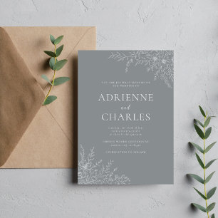 Invitation Simplicité Florale 1 Mariage Gris Minimal Pierre