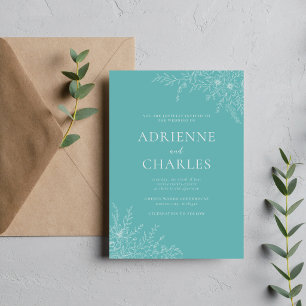 Invitation Simplicité Florale 1 Mariage Minimaliste Sarcelle 