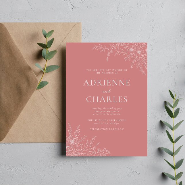 Invitation Simplicité Florale 1 Rose Poussiéreuse Mariage Min (Créateur téléchargé)