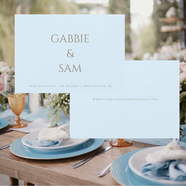 Invitation Simplicité Mariage Bleu Glacé Sauvegarder notre Da (Créateur téléchargé)