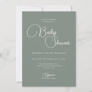 Invitation Simplicité moderne Baby shower vert profond