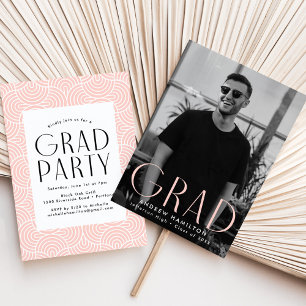 Invitation Simplicité moderne Blush Photo Graduation Party
