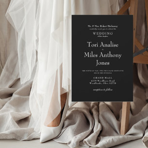 Invitation Simplicité moderne Mariage noir & blanc
