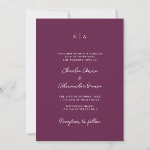 Invitation Simplicité Monogramme minimaliste Mariage de pru
