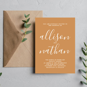 Invitation Simplicité réelle 1 Apricot Mariage minimal