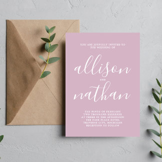 Invitation Simplicité réelle 1 Wisteria Script Mariage minima