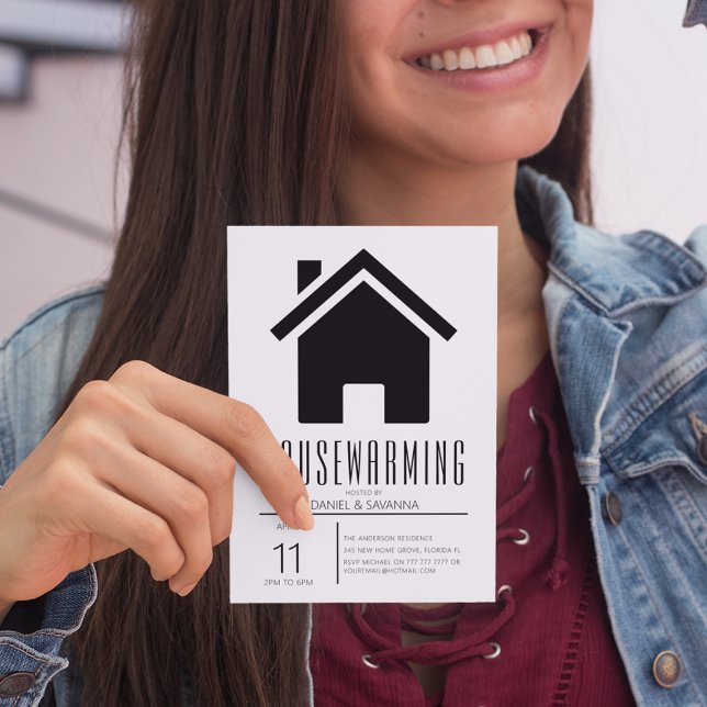 Invitation Simplistic Black & White House Party Invita (Créateur téléchargé)