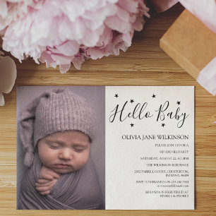 Invitation Simplistic Hello Baby   Sip And See Party