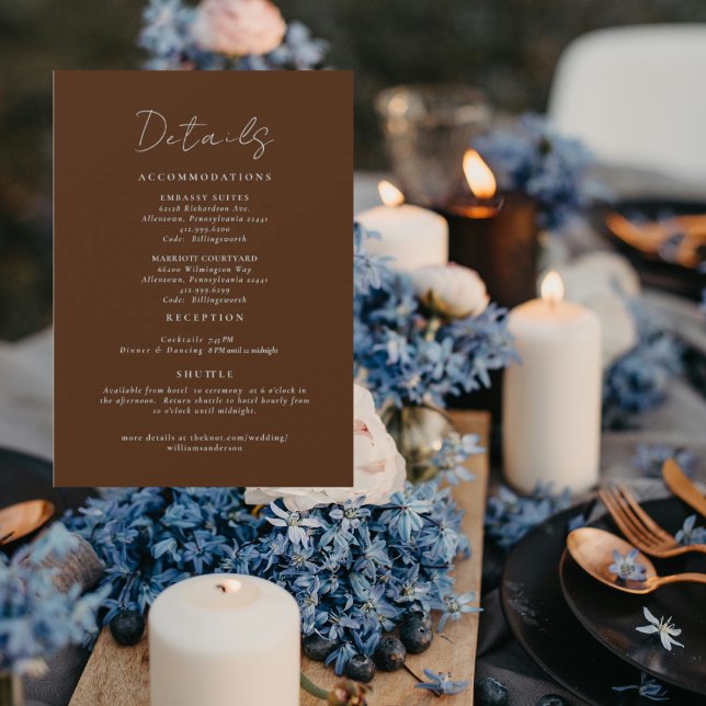 Invitation Simply Brown Wedding Details Enclosure (Créateur téléchargé)