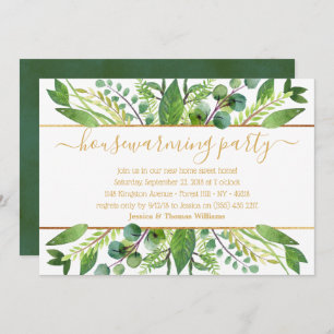 Invitation Simply Chic Green & Gold House Party