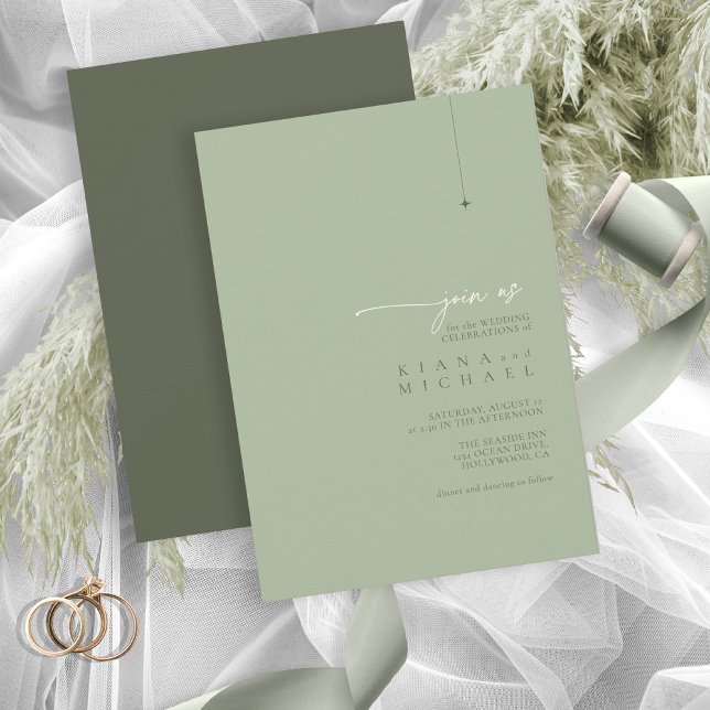 Invitation Simply Chic Mariage Sage/Moss ID1046 (Créateur téléchargé)