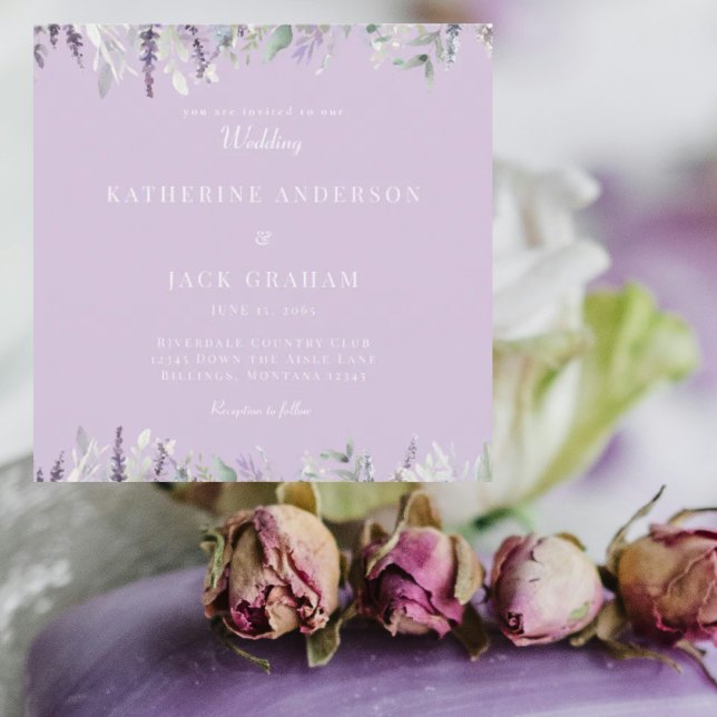 Invitation Simply Lavender Foliage Wedding Square (Créateur téléchargé)