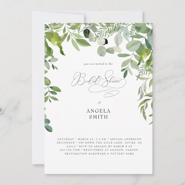 Invitation Simply Organic Greenery Baby Shower de mariage  (Devant)