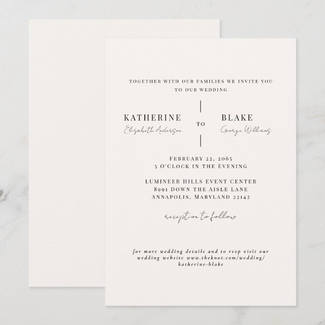 Invitation Simply Us Light Champagne Site Web Mariage II (Devant / Derrière)