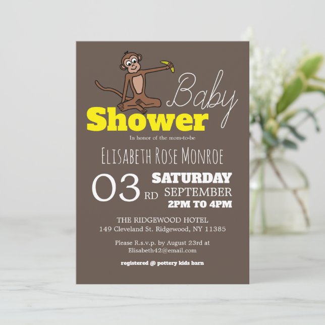 Invitation Singe, Baby shower (Debout devant)