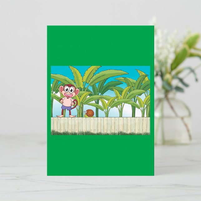 Invitation Singe et escargot dans une scène de jungle tropica (Créateur téléchargé)