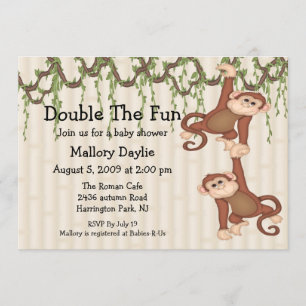 Invitation Singes jumeaux de baby shower