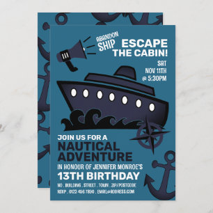Invitation Sinking Ship Theme Escape Room, fête d'anniversair