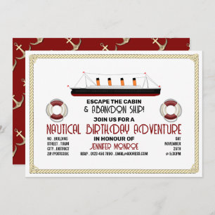 Invitation Sinking Ship Theme Escape Room, fête d'anniversair