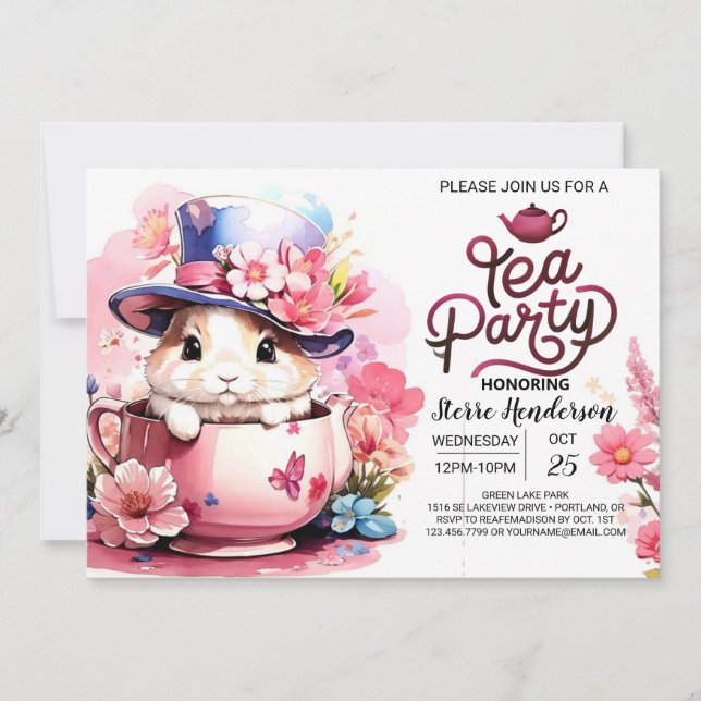 Invitation Sip and See Bunny Baby shower (Devant)