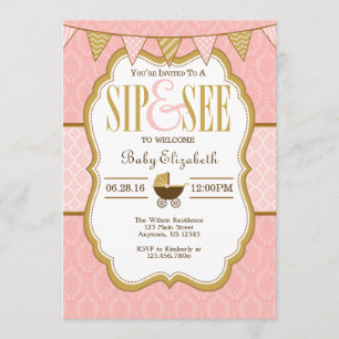 Invitation Sip And See Rose Gold