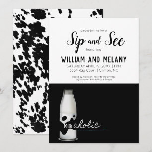 Invitation Sip and See : Une fête prénatale "Milkaholic" mixt
