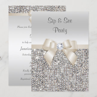 Invitation Sip de champagne en argent et voir les séquences