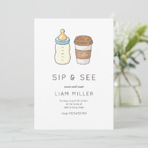 Invitation Sip et voir Baby shower minimaliste baby shower