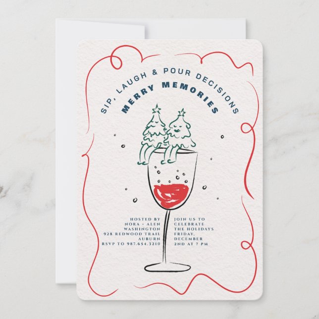 INVITATION SIP, LAUGH & POUR DECISIONS CHRISTMAS PARTY (Devant)