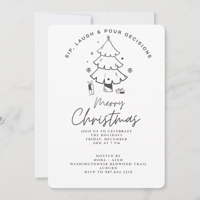INVITATION SIP, LAUGH & POUR DECISIONS CHRISTMAS PARTY (Devant)