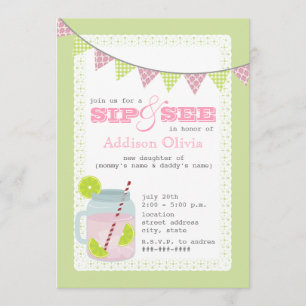 Invitation Sip rose et vert de limonade et de chaux + Voyez