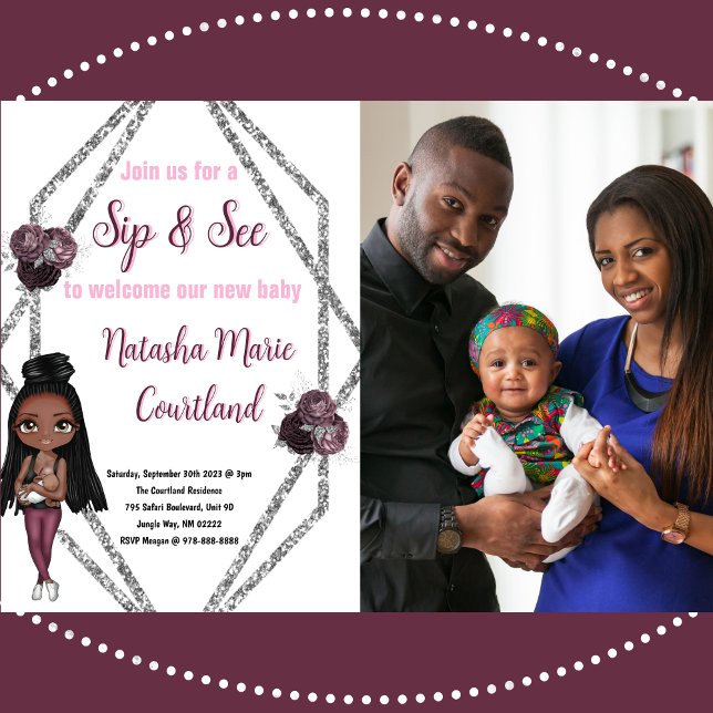 Invitation Sip & See Nursing Mother with Newborn Baby shower (Sip and See for Mom, Baby, Family and Friends)