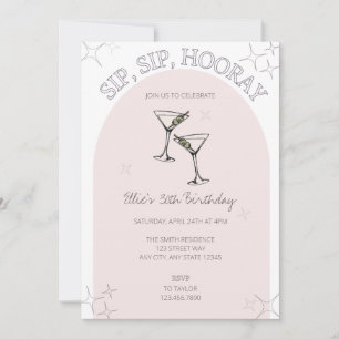 Invitation Sip, Sip Hooray Adulte Anniversaire Fête Invitatio