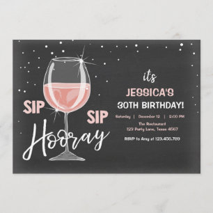 Invitation Sip Sip Hooray Chalkboard Wine Adulte Anniversaire