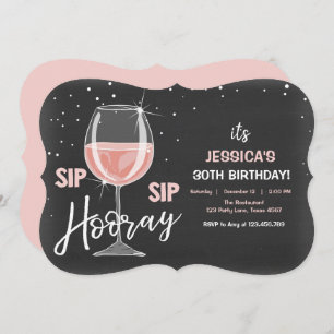 Invitation Sip Sip Hooray Chalkboard Wine Adulte Anniversaire
