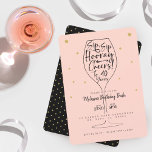 Invitation Sip, Sip Hooray Cheveux Vin Noir & Rose Anniversai<br><div class="desc">Vieilli à la perfection ! Célébrez un anniversaire spécial avec notre élégante invitation à l'anniversaire de dot polk dot noir, rose et faux or soirée à thème. Le design moderne, élégant et tendance présente notre verre de vin et design typographique "Sip, Sip Hooray Cheers! to 40 Years" Customisez l'invitation avec...</div>