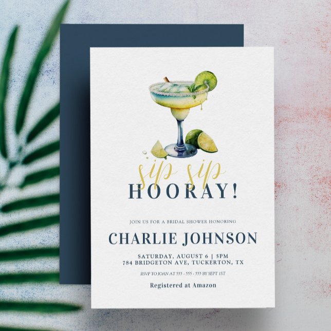 Invitation Sip Sip Hooray Chic Tequila Cocktail Fête des mari (Créateur téléchargé)