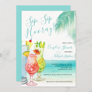 Invitation Sip Sip Hooray Cocktails tropicaux Couple's Shower