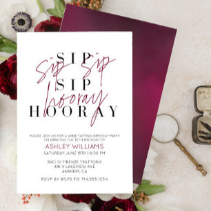 Invitation Sip Sip Hooray Dégustation De Vins Anniversaire