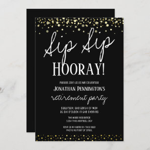 Invitation Sip Sip Hooray Elegant Gold Retirement Party
