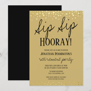 Invitation Sip Sip Hooray Elegant Gold Retraite Party Invit