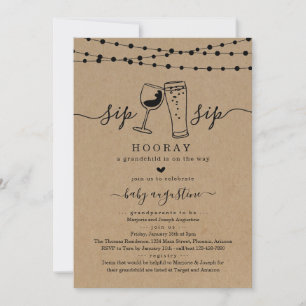 Invitation Sip Sip Hooray Grand-parents Baby shower