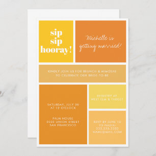 Invitation Sip Sip Hooray Jaune Orange Bridal Brunch Douche