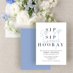 Invitation Sip Sip Hooray Moderne Acier Fête des mariées Bleu