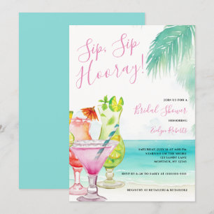 Invitation Sip Sip Hooray Tropical Cocktails Fête des mariées